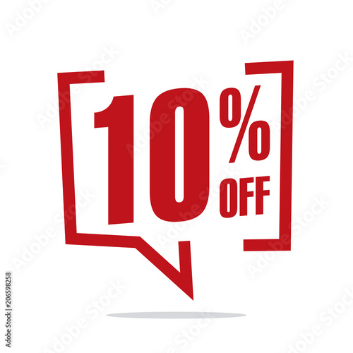 10 percent off sale white red isolated sticker icon
