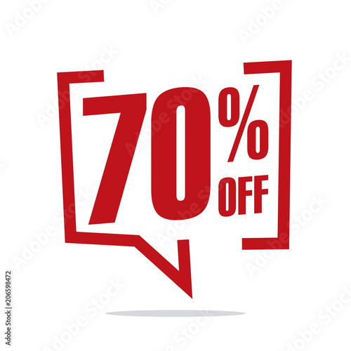 70 percent off sale white red isolated sticker icon