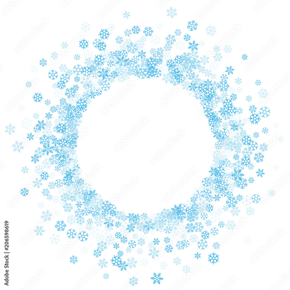Frame or border of random scatter snowflakes Frame or border of random scatter snowflakes