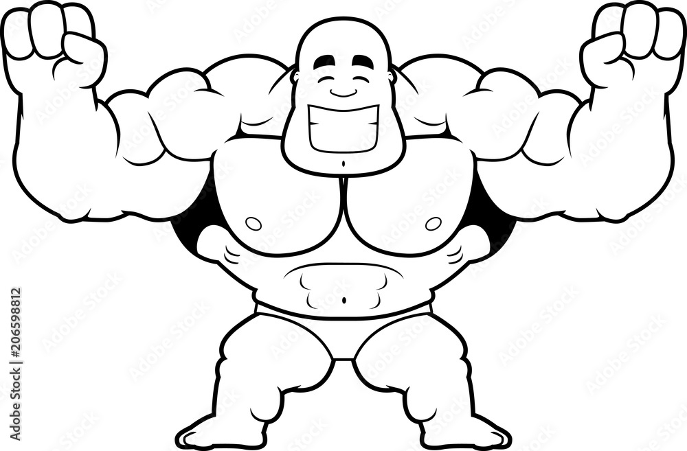 Fototapeta premium Cartoon Bodybuilder Celebrating
