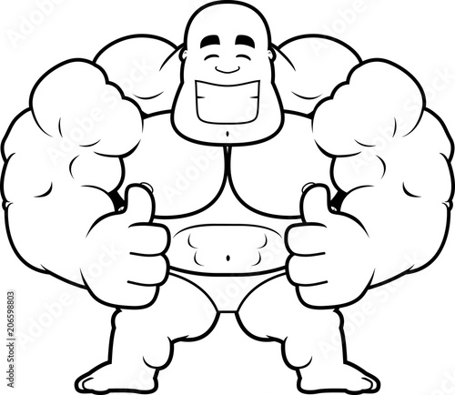 Cartoon Bodybuilder Thumbs Up