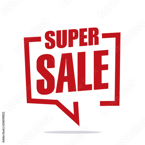 Super sale white red isolated sticker icon