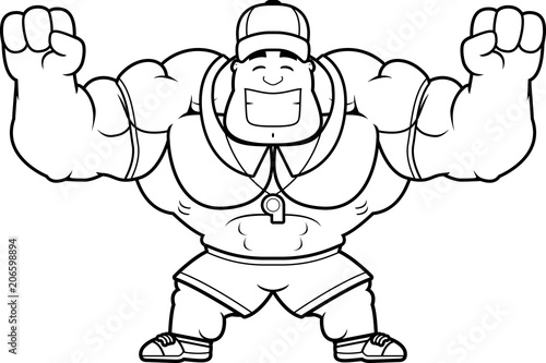 Cartoon Coach Celebrating