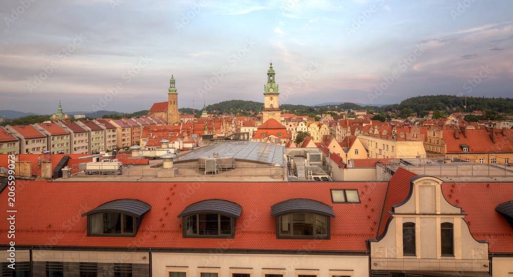 Obraz premium Panorama of the city. Jelenia Gora, Poland.