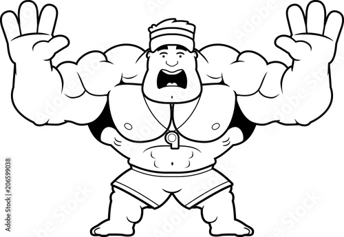 Cartoon Lifeguard Scared