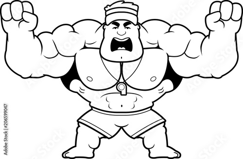 Cartoon Lifeguard Angry