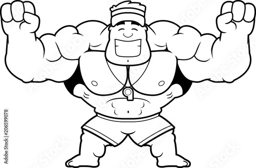 Cartoon Lifeguard Celebrating