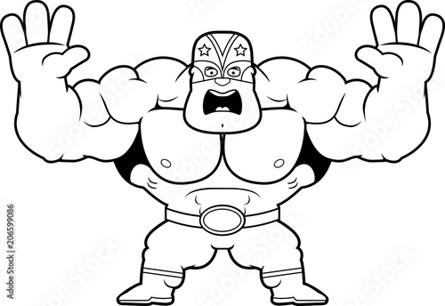 Cartoon Luchador Scared
