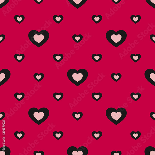 Valentines day vector seamless pattern with colorful hearts. Love romantic theme