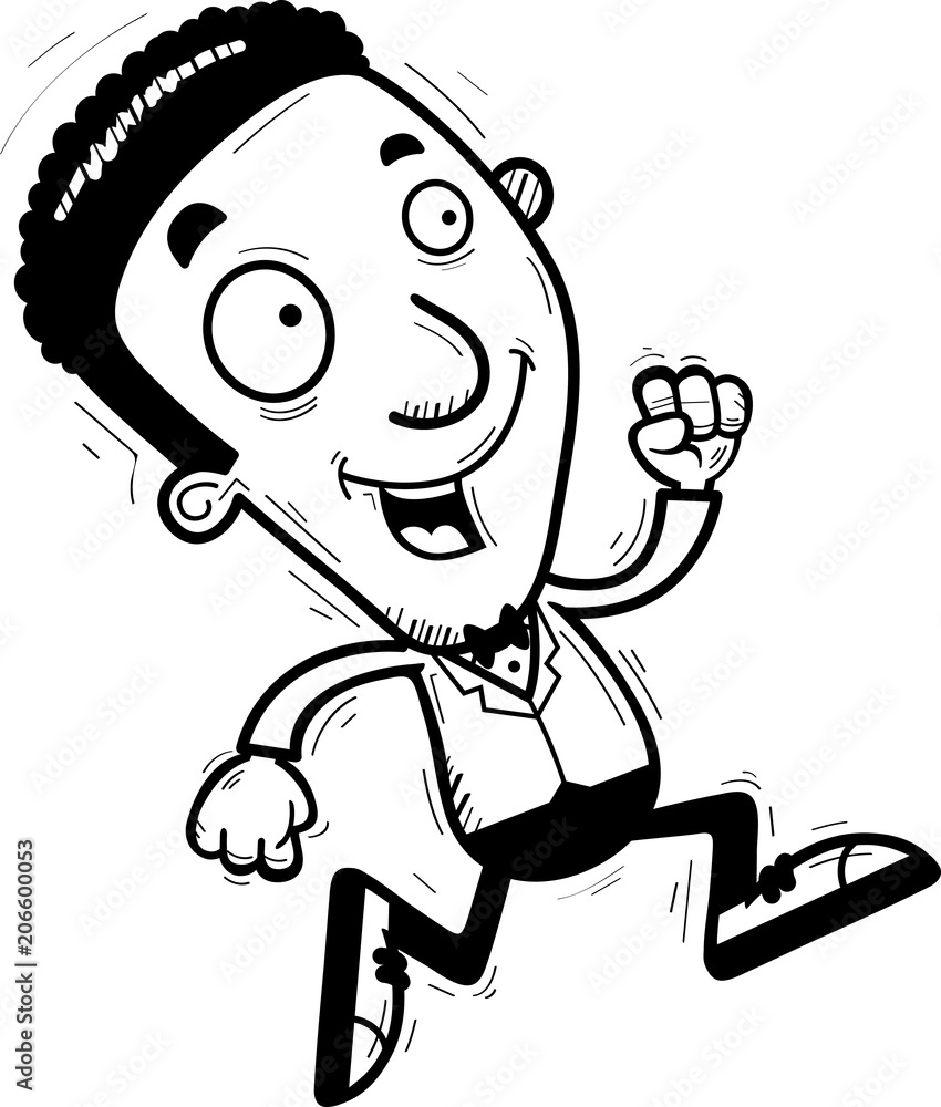 Cartoon Black Groom Running Cartoon Black Groom Running
