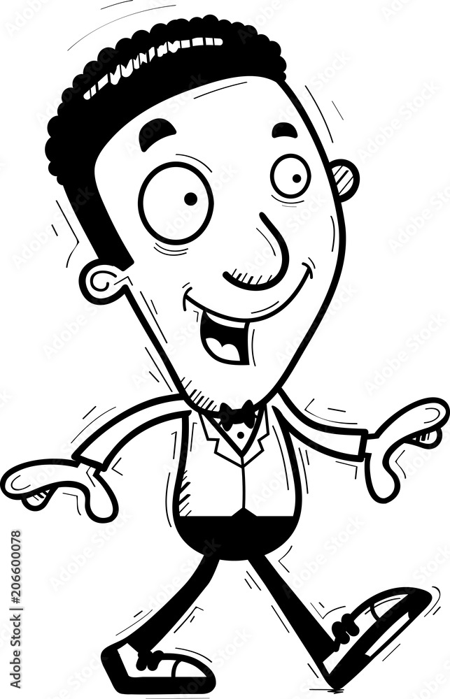 Cartoon Black Groom Walking Cartoon Black Groom Walking