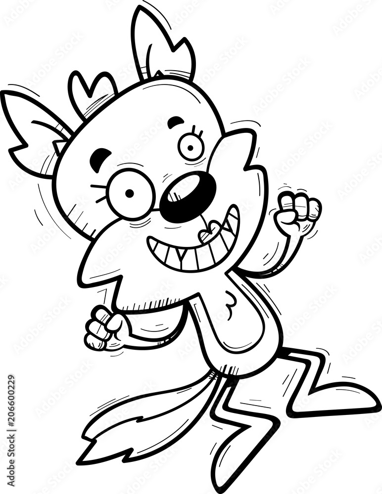 Cartoon Female Wolf Jumping Cartoon Female Wolf Jumping