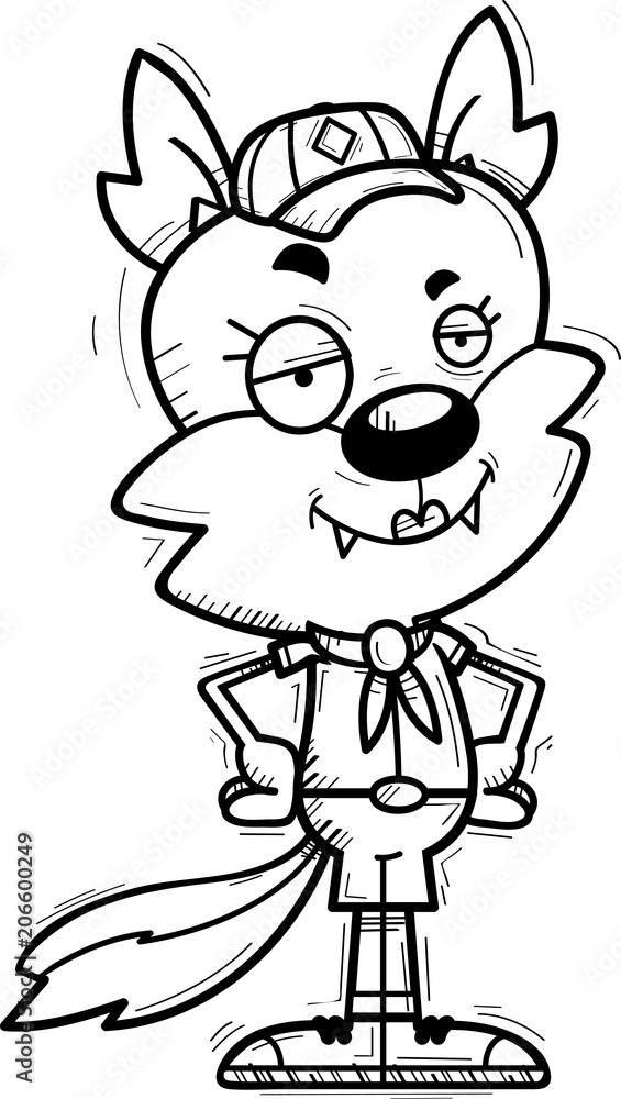 Confident Cartoon Female Wolf Scout Confident Cartoon Female Wolf Scout
