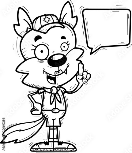 Cartoon Female Wolf Scout Talking