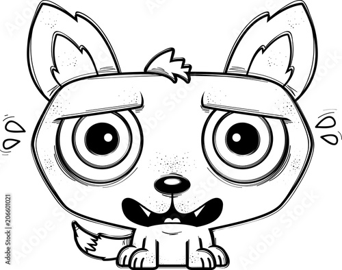 Terrified Little Cartoon Wolf