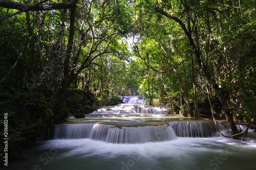 Landscape photo. Waterfall beautiful in  southeast asia. Huay Mae Kamin waterfall kanchanaburi Thailand