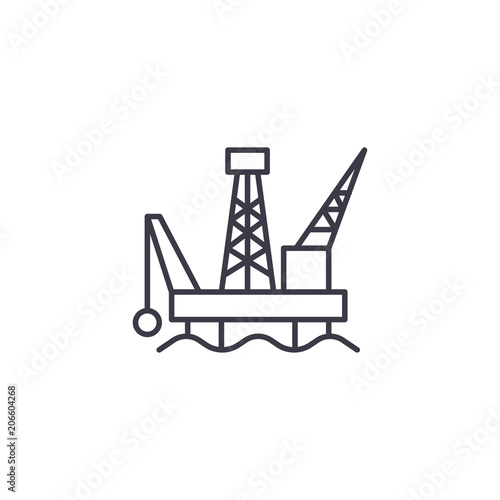Drilling platform linear icon concept. Drilling platform line vector sign, symbol, illustration.