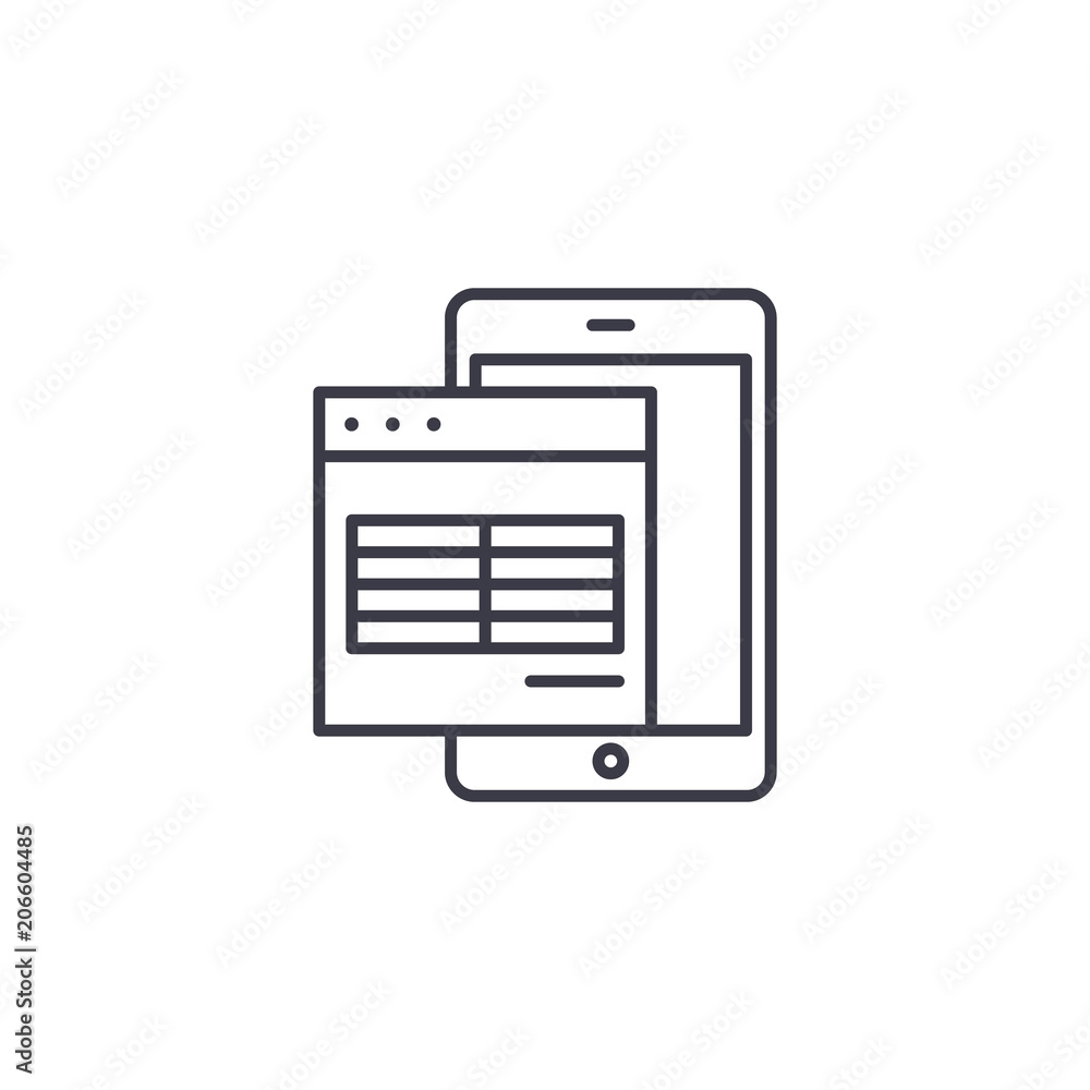 Electronic table linear icon concept. Electronic table line vector sign, symbol, illustration. Electronic table linear icon concept. Electronic table line vector sign, symbol, illustration.