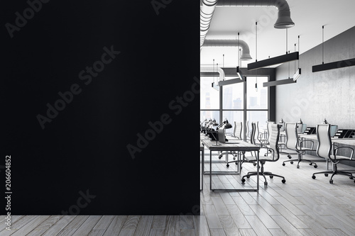 Modern coworking interior with copy space