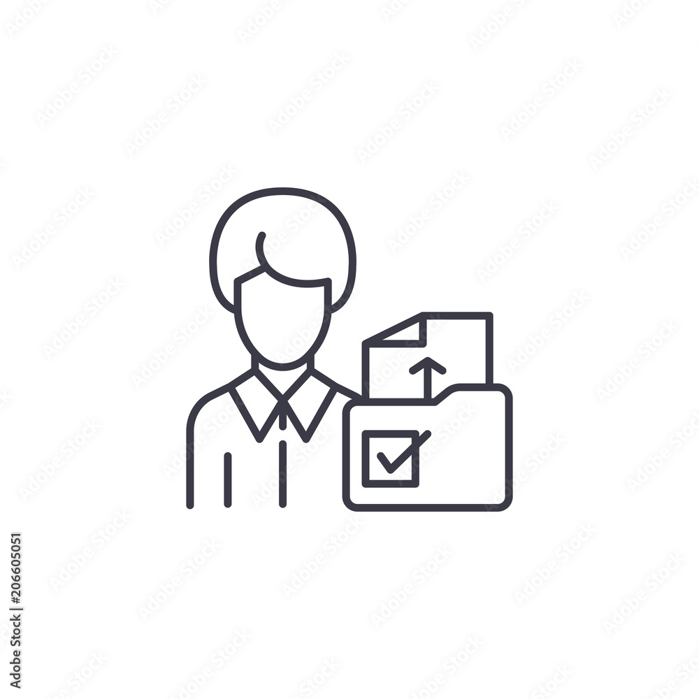Filing documents linear icon concept. Filing documents line vector sign, symbol, illustration.