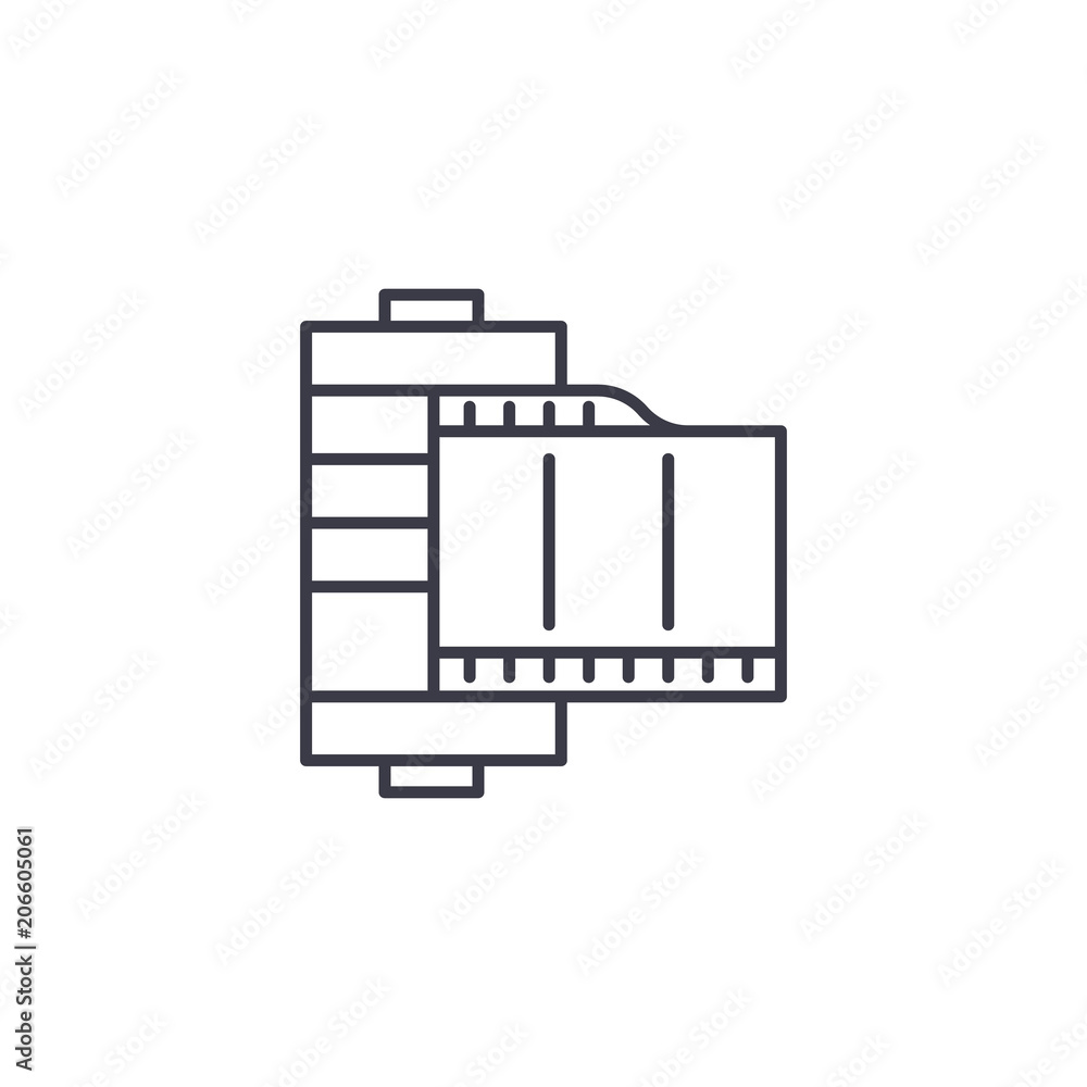 Film linear icon concept. Film line vector sign, symbol, illustration. Film linear icon concept. Film line vector sign, symbol, illustration.