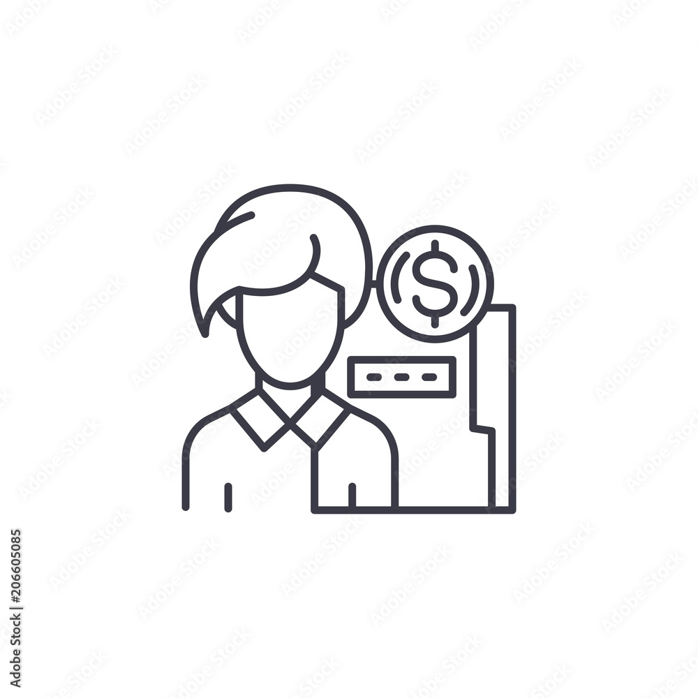 Finacial manager linear icon concept. Finacial manager line vector sign, symbol, illustration. Finacial manager linear icon concept. Finacial manager line vector sign, symbol, illustration.