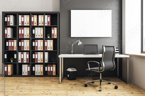 Modern office with empty banner