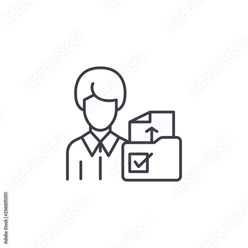Filing documents linear icon concept. Filing documents line vector sign, symbol, illustration.