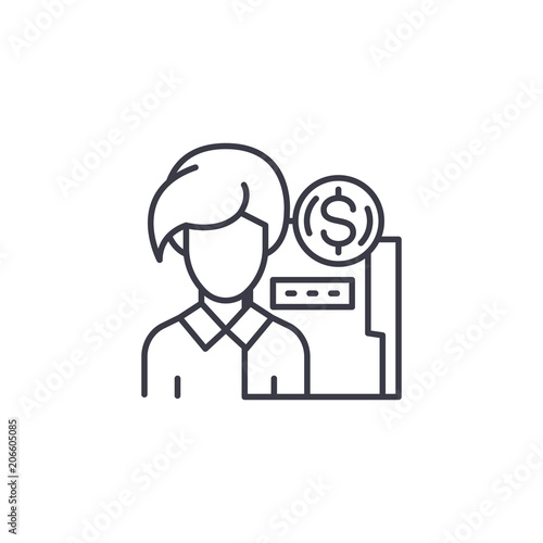 Finacial manager linear icon concept. Finacial manager line vector sign, symbol, illustration. © microicon