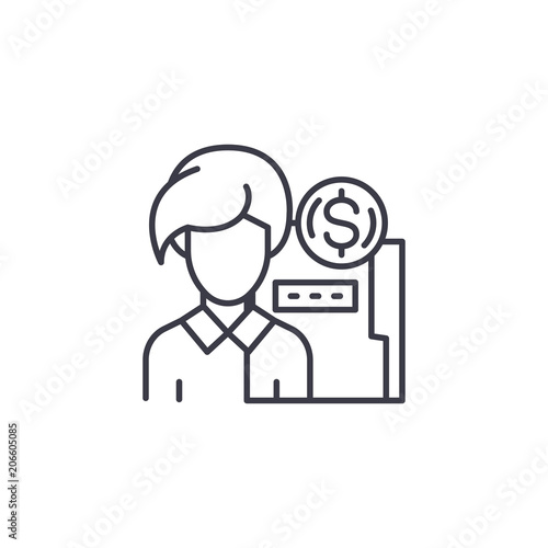 Finacial manager linear icon concept. Finacial manager line vector sign, symbol, illustration.
