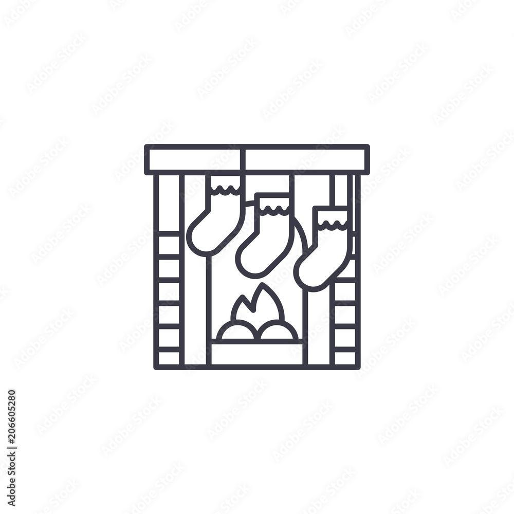 Fireplace linear icon concept. Fireplace line vector sign, symbol, illustration. Fireplace linear icon concept. Fireplace line vector sign, symbol, illustration.