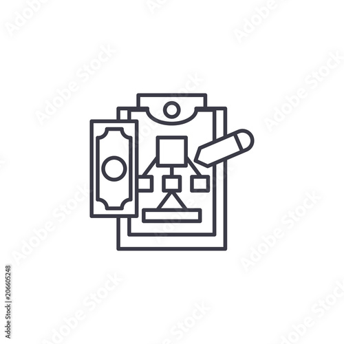 Financial structure linear icon concept. Financial structure line vector sign  symbol  illustration.