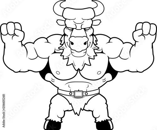 Cartoon Minotaur Celebrating