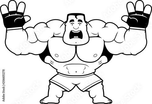 Cartoon MMA Fighter Scared