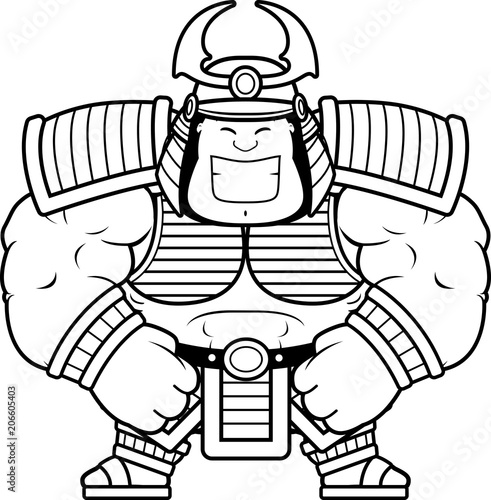 Cartoon Samurai Smiling