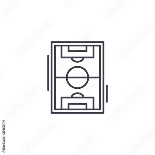 Football field linear icon concept. Football field line vector sign, symbol, illustration.