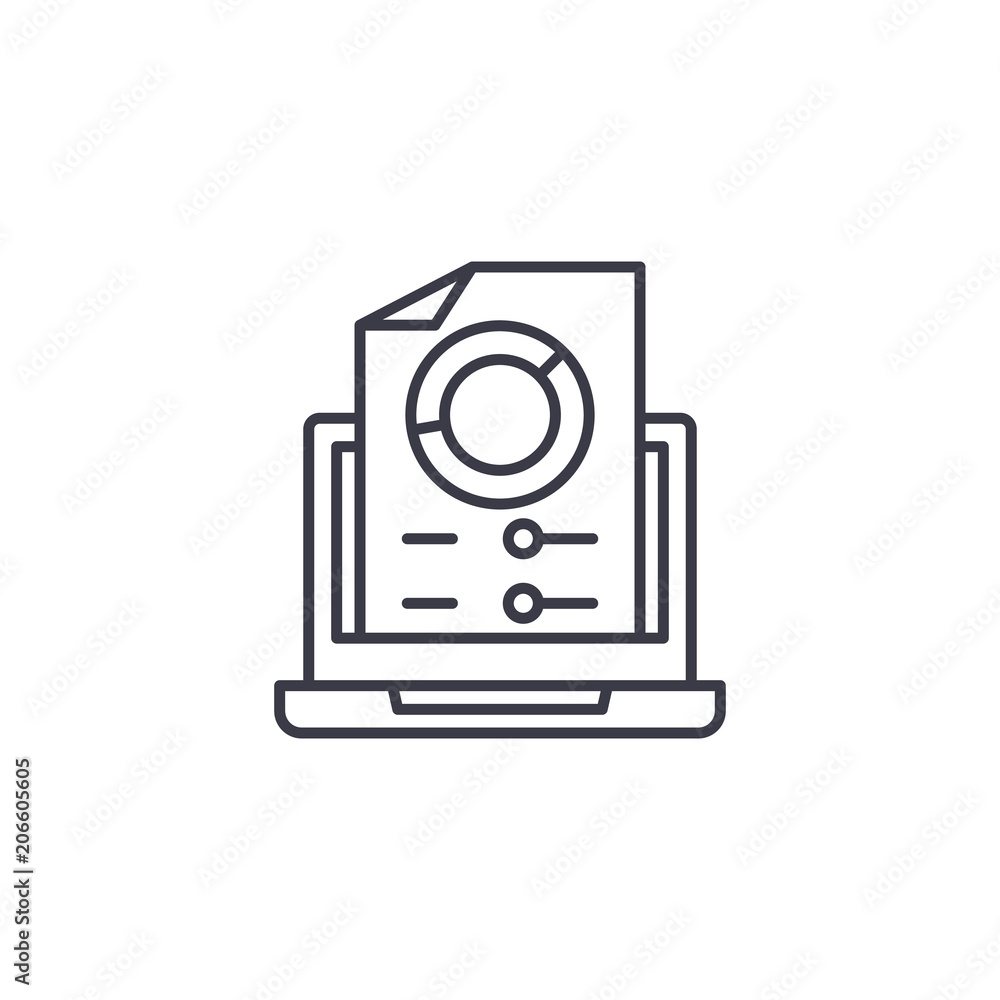 Generated report linear icon concept. Generated report line vector sign, symbol, illustration. Generated report linear icon concept. Generated report line vector sign, symbol, illustration.