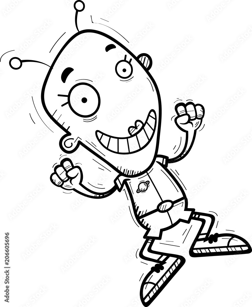 Fototapeta premium Cartoon Alien Woman Jumping