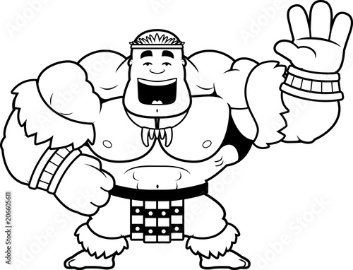 Cartoon Zulu Warrior Waving
