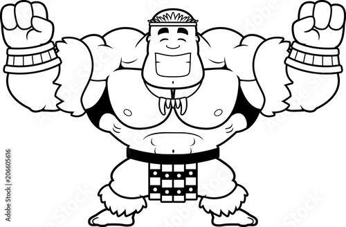 Cartoon Zulu Warrior Celebrating