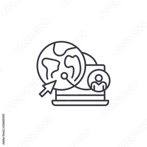 Geographic segmentation linear icon concept. Geographic segmentation line vector sign, symbol, illustration.