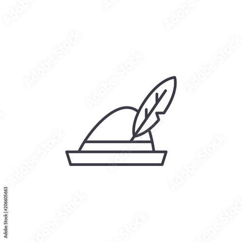 German hat linear icon concept. German hat line vector sign, symbol, illustration.