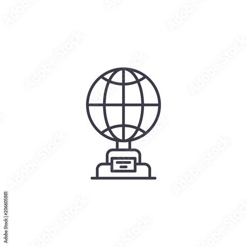 Globe cup linear icon concept. Globe cup line vector sign, symbol, illustration.