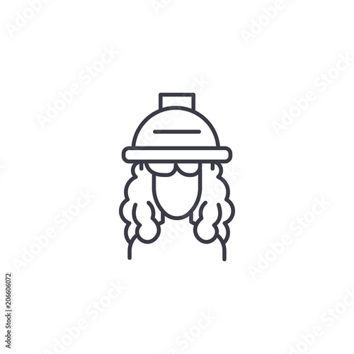 Hair dryer woman linear icon concept. Hair dryer woman line vector sign, symbol, illustration.