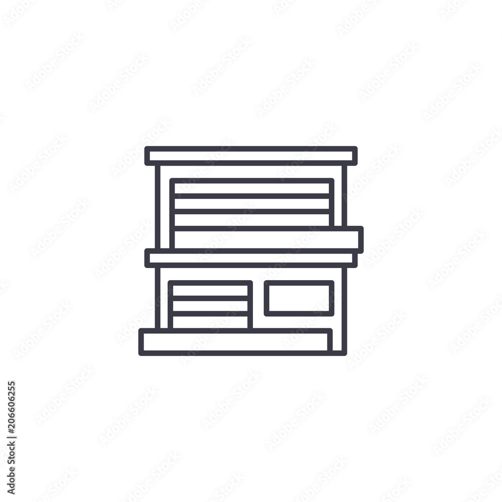 House with garage linear icon concept. House with garage line vector sign, symbol, illustration. House with garage linear icon concept. House with garage line vector sign, symbol, illustration.
