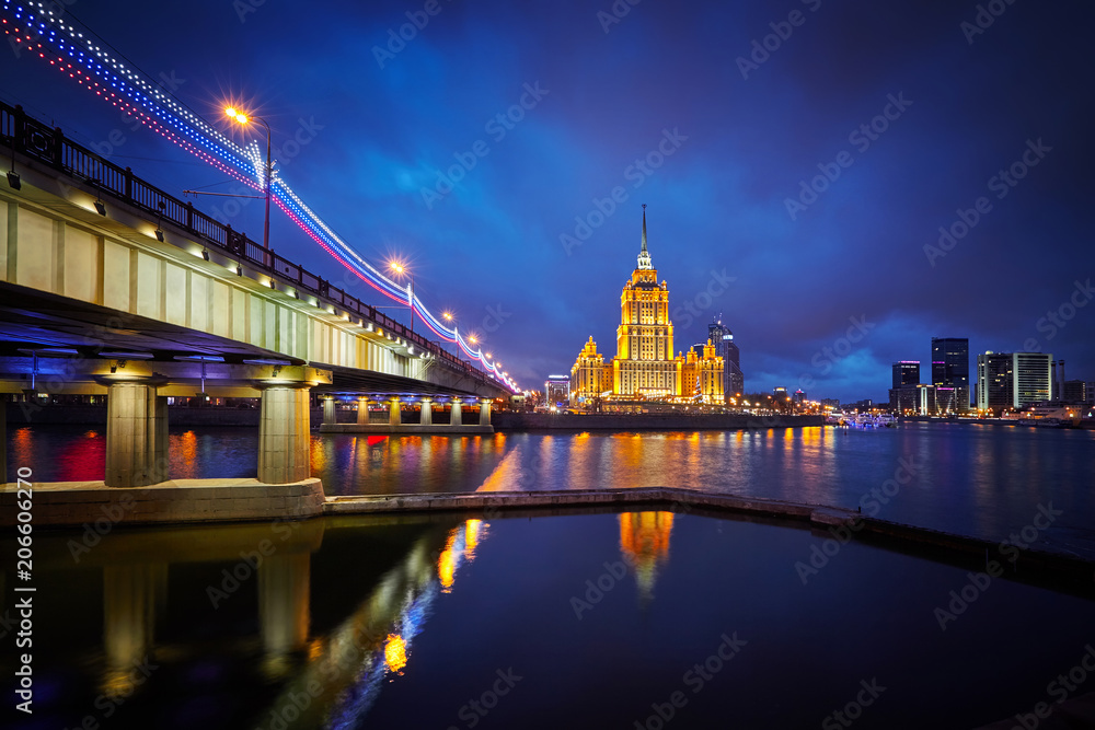 Blue evening on the Moscow river
