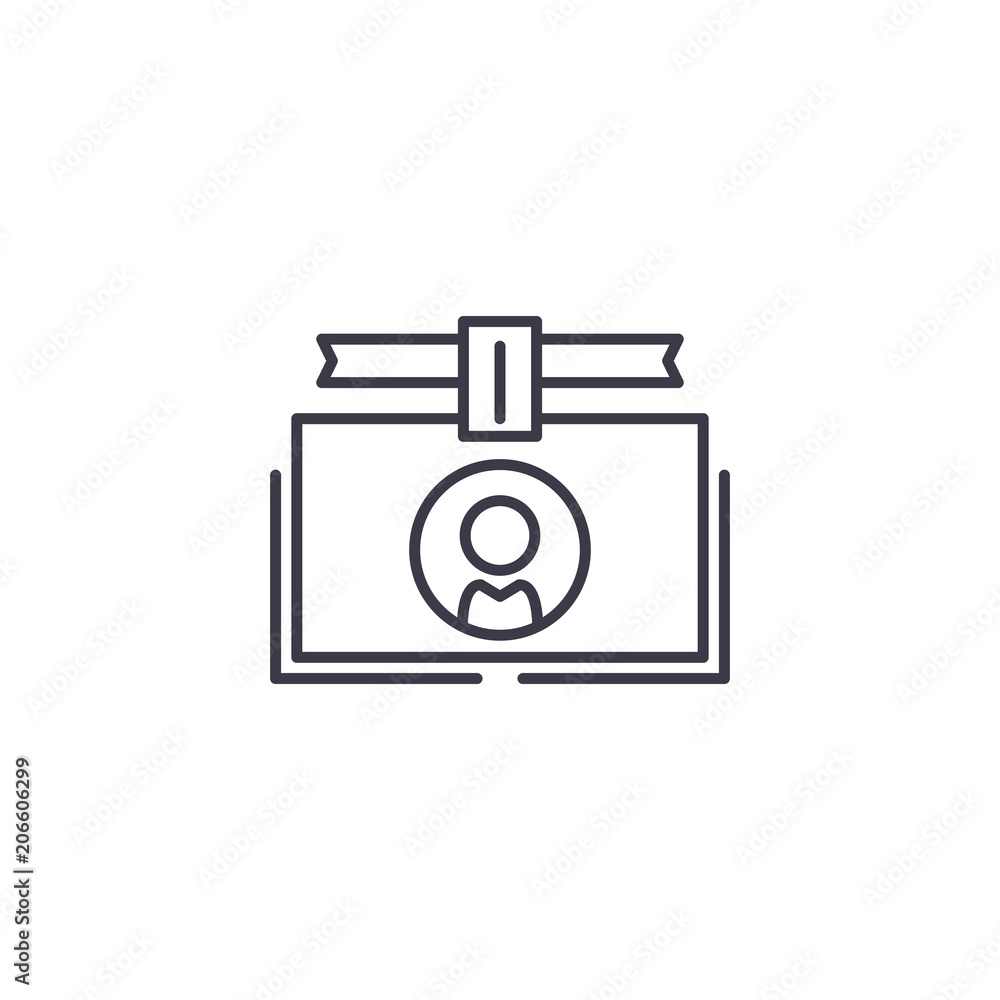 ID card linear icon concept. ID card line vector sign, symbol, illustration. ID card linear icon concept. ID card line vector sign, symbol, illustration.