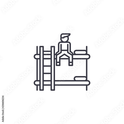 Hostel linear icon concept. Hostel line vector sign, symbol, illustration.