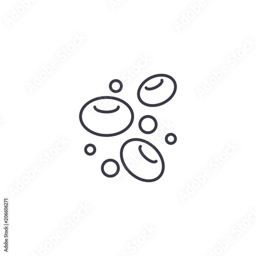 Human cells linear icon concept. Human cells line vector sign, symbol, illustration.
