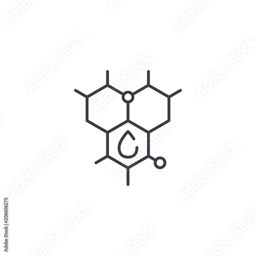 Hydrocarbon's molecula linear icon concept. Hydrocarbon's molecula line vector sign, symbol, illustration.